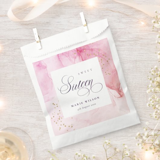 Sachets En Papier Abstrait Pastel rose pourpre doux 16 Anniversaire (Coupé)