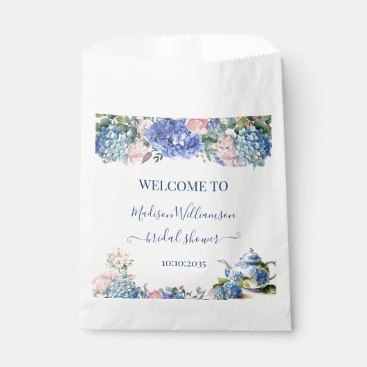 Sachets En Papier Accueil de la fête de thé pour la mariée Hydrangea (Devant)
