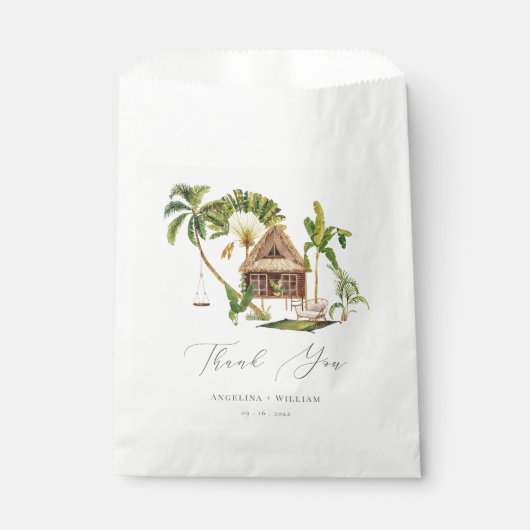 Sachets En Papier Accueil Mariage de palmiers tropicaux (Devant)
