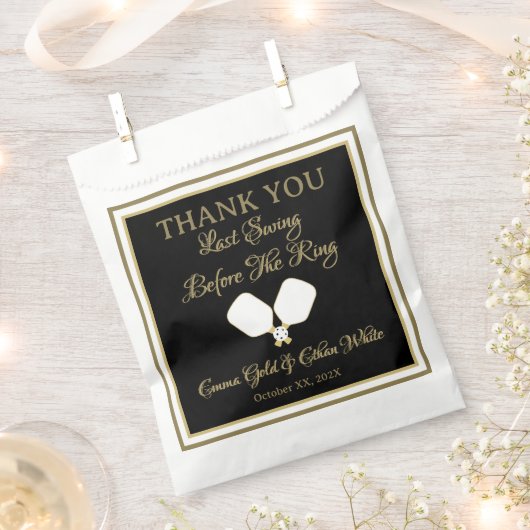 Sachets En Papier Activité mariage Week-end Pickleball Gold & White (Coupé)