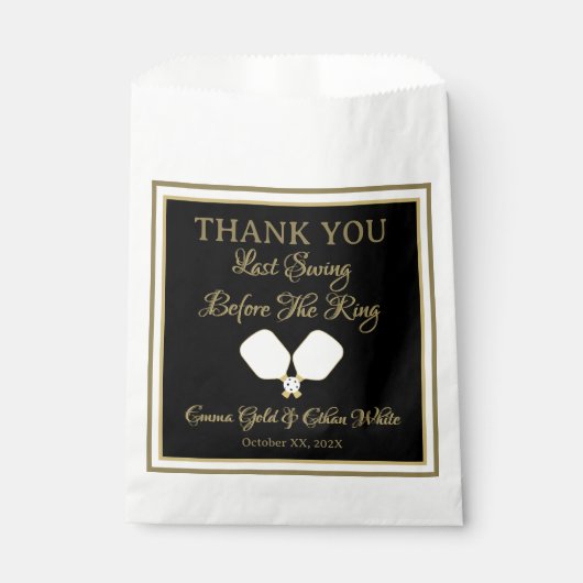 Sachets En Papier Activité mariage Week-end Pickleball Gold & White (Devant)