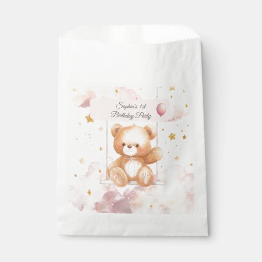 Sachets En Papier Adorable Ours Teddy - Sac Favori Personnalisé Anni (Devant)