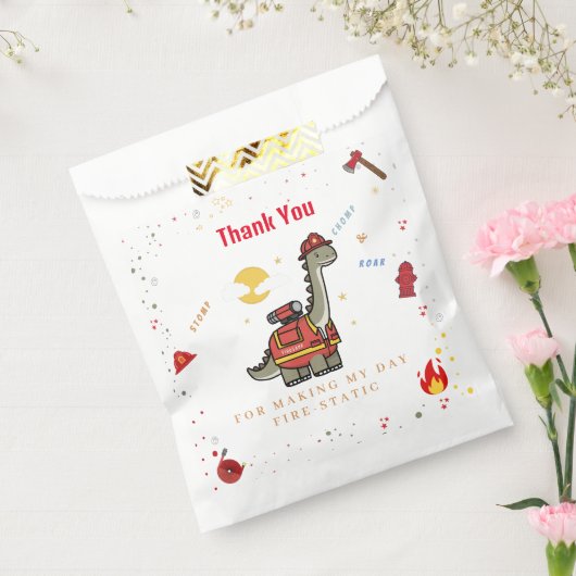 Sachets En Papier Adorable pompier Dino anniversaire (Scellé)