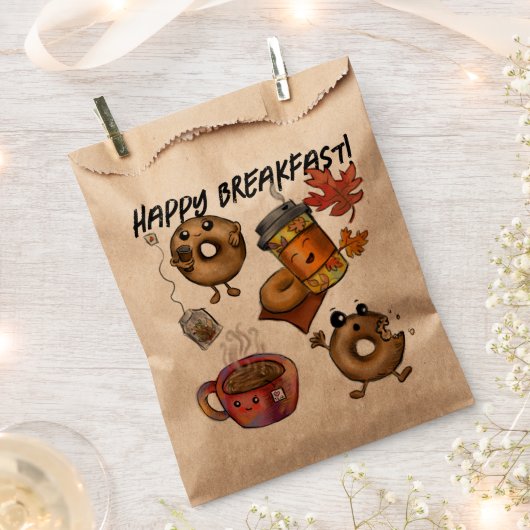 Sachets En Papier Adorables Doughnuts Café & Thé (Coupé)