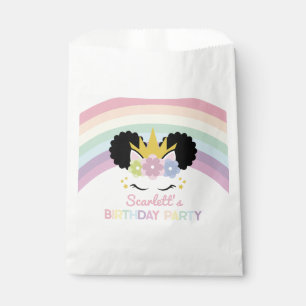 Sachets En Papier Afro Puff Unicorn Rainbows fête d'anniversaire