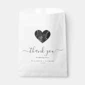 Sachets En Papier Agate Heart Script Merci Black Silver Mariage (Devant)