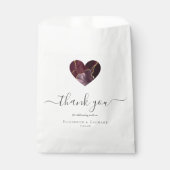 Sachets En Papier Agate Heart Script Merci Bourgogne Mariage or (Devant)
