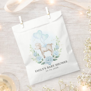Sachets En Papier Agneau bleu vert Bébé Moutons Garçon Douche Annive
