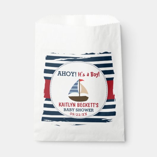 Sachets En Papier Ahoy C'est un garçon ! Baby shower nautique (Devant)