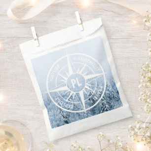 Sachets En Papier Aiguille de compas monogramme forêt d'épinette d'h
