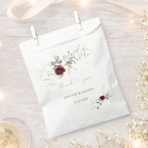Sachets En Papier Airy Greenery Bourgogne Floral Mariage or