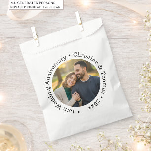 Sachets En Papier Ajoutez votre propre photo de couple 15e anniversa