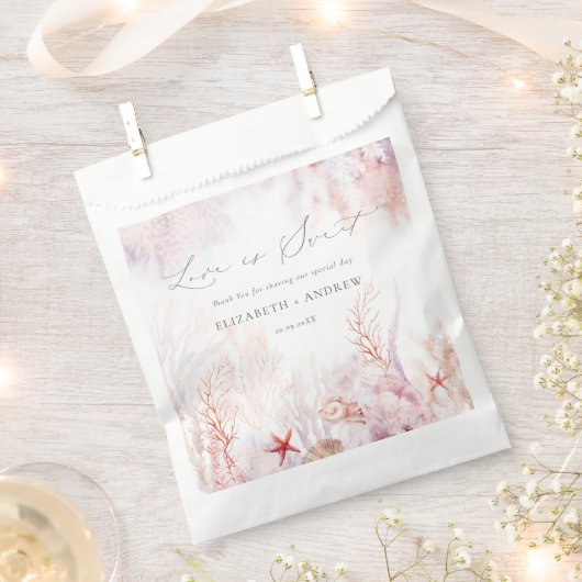 Sachets En Papier Algues sous-marines | Mariage d'aquarelle de coqui (Coupé)