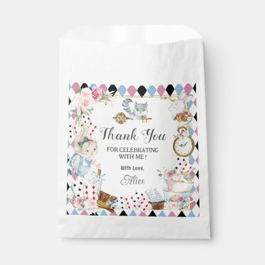 Sachets En Papier Alice au pays des merveilles Anniversaire High Tea (Devant)