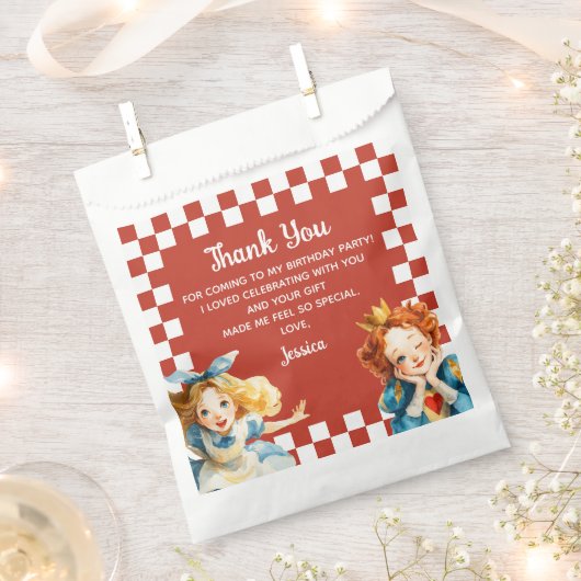 Sachets En Papier Alice in ONEderland 1st Birthday Thank You (Coupé)