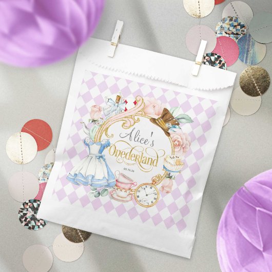 Sachets En Papier Alice violette Onederland, collations de 1er anniv