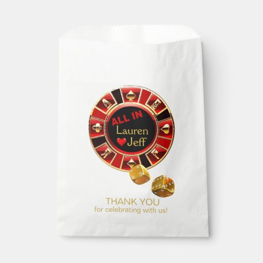 Sachets En Papier All In Casino Chip Las Vegas Style Mariage (Devant)