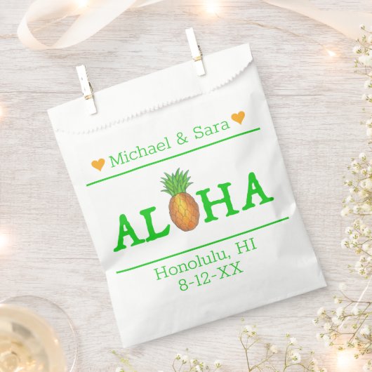 Sachets En Papier Aloha Hawaii Mariage de l'île aux ananas (Coupé)