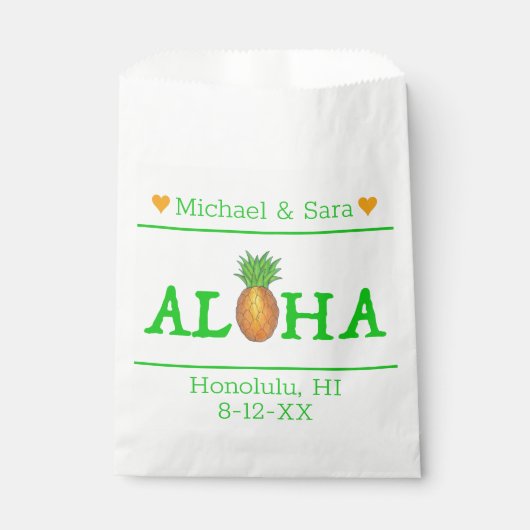 Sachets En Papier Aloha Hawaii Mariage de l'île aux ananas (Devant)