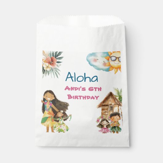 Sachets En Papier Aloha Luau Kids Birthday (Devant)