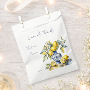 Sachets En Papier Amalfi italien tuiles bleu citrons mariage
