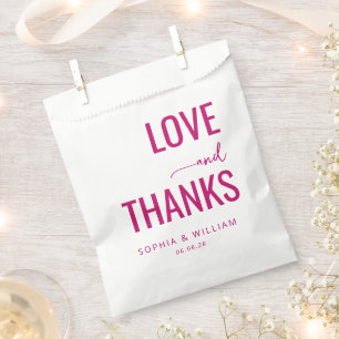 Sachets En Papier Amour Chaud Magenta Merci