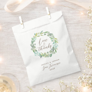Sachets En Papier Amour et Merci Green Wreath Eucalyptus Mariage