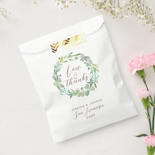 Sachets En Papier Amour et Merci Green Wreath Eucalyptus Mariage (Scellé)