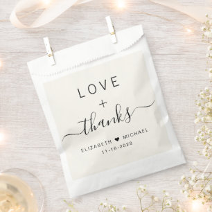 Sachets En Papier Amour Et Merci Mariage Cream