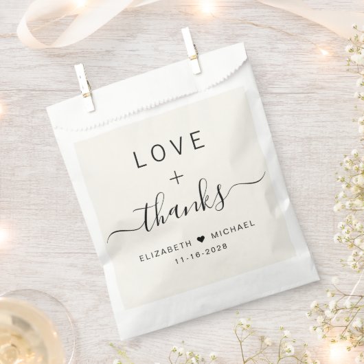 Sachets En Papier Amour Et Merci Mariage Cream (Coupé)