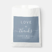 Sachets En Papier Amour Et Merci Mariage Dusty Blue (Devant)