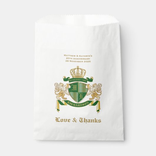 Sachets En Papier Amour & Merci Manteau d'armoiries Green Gold Lion  (Devant)