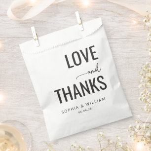 Sachets En Papier Amour Noir Élégant Merci