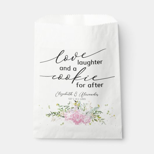 Sachets En Papier Amour rire et un biscuit pour après Mariage (Devant)