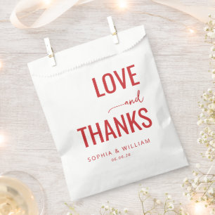 Sachets En Papier Amour Typographique Rouge Chaud Merci