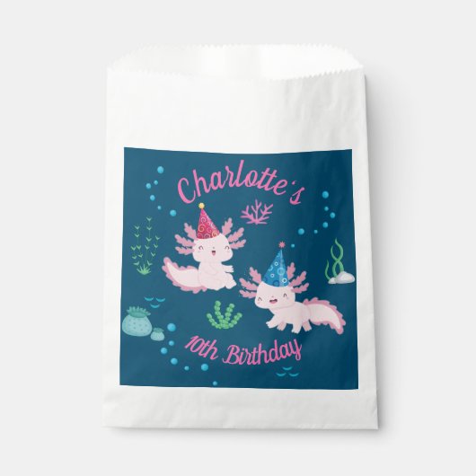 Sachets En Papier Amusants à l'Axolotl Anniversaire (Devant)