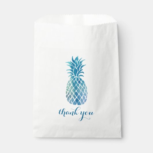 Sachets En Papier ananas bleu merci (Devant)