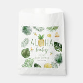 Sachets En Papier Ananas & Pacificateurs Aloha Baby shower vert (Devant)