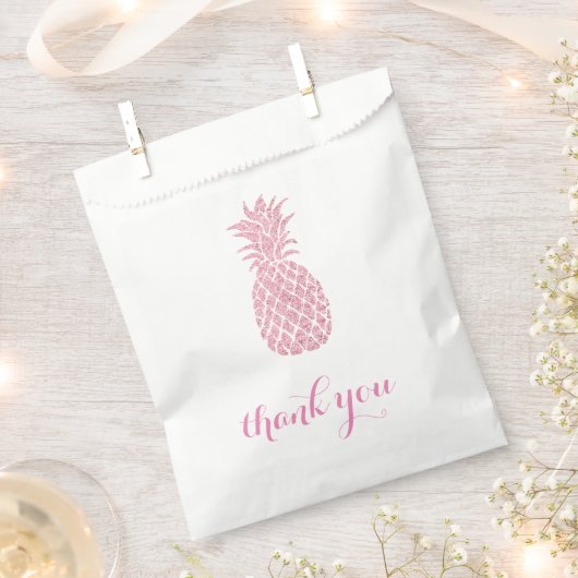 Sachets En Papier ananas rose merci (Coupé)