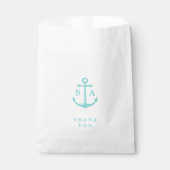 Sachets En Papier Ancrage nautique monogramme mariage de plage merci (Devant)