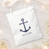 Sachets En Papier Ancre bleue marine et nom personnalisé (Coupé)