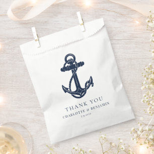 Sachets En Papier Ancre Bleue Marine Nautique Mariage Personnalisé