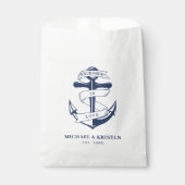 Sachets En Papier Ancré en amour Nautique Bleu Ancre Mariage (Devant)