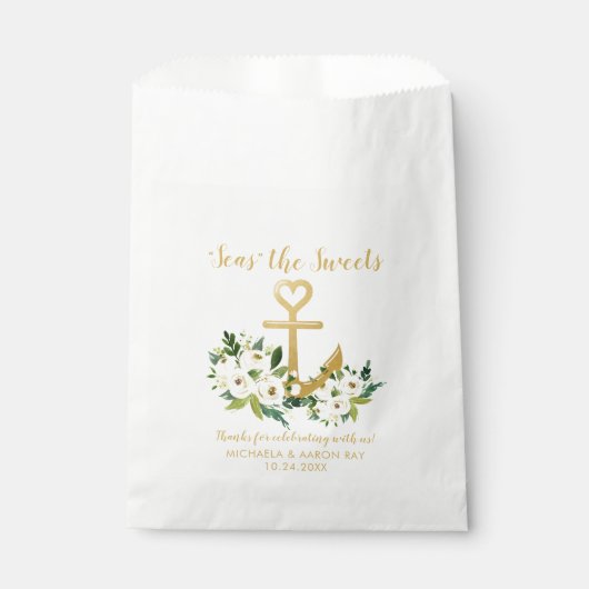 Sachets En Papier Ancre Mariage nautique Traite romantique et (Devant)
