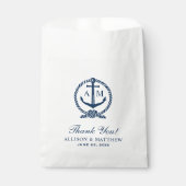 Sachets En Papier Ancre marine nautique Monogramme Mariage Merci (Devant)