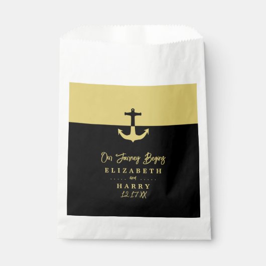 Sachets En Papier Ancre nautique - Black Gold - Mariage plage (Devant)