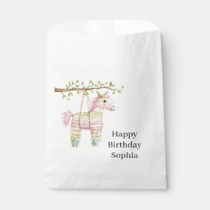 Sachets En Papier Âne en pinata fuchsia et menthe pour anniversaire
