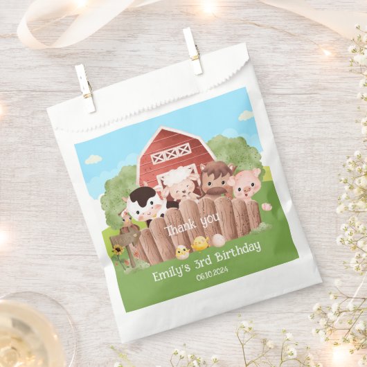 Sachets En Papier Animaux de ferme mignons Anniversaire (Coupé)