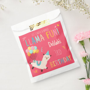 Sachets En Papier Animaux de Fête Lama Anniversaire Filles Rose