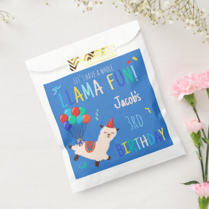 Sachets En Papier Animaux de fête Lama Anniversaire Garçons Bleu